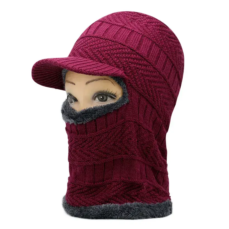 Men Winter Knitted Balaclava Cap with Balmack Fur - Image 4