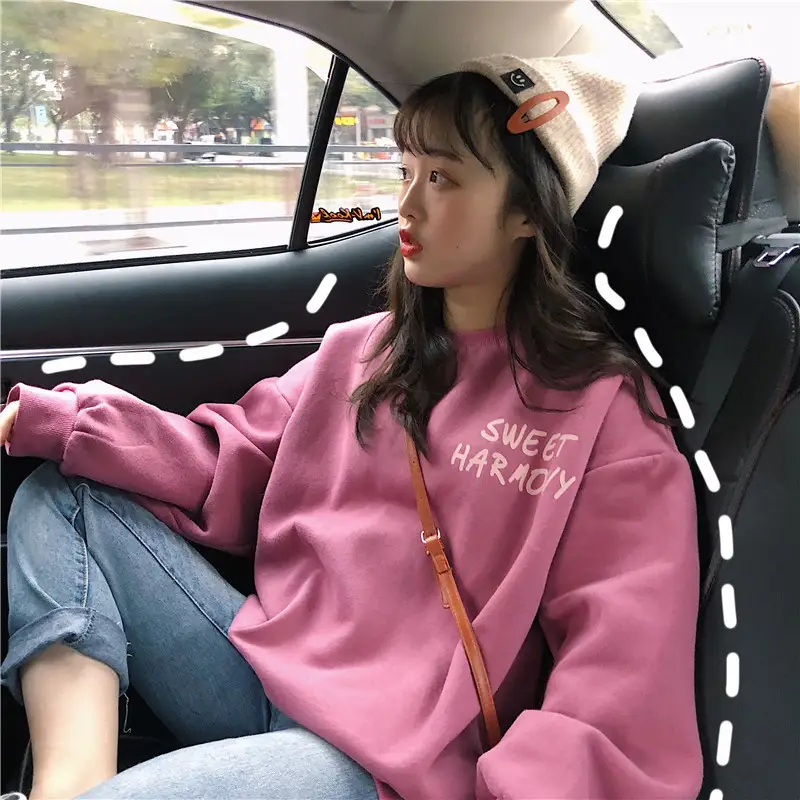 Women Pink Fleece Round Neck Sweatshirt 2025 - Image 7
