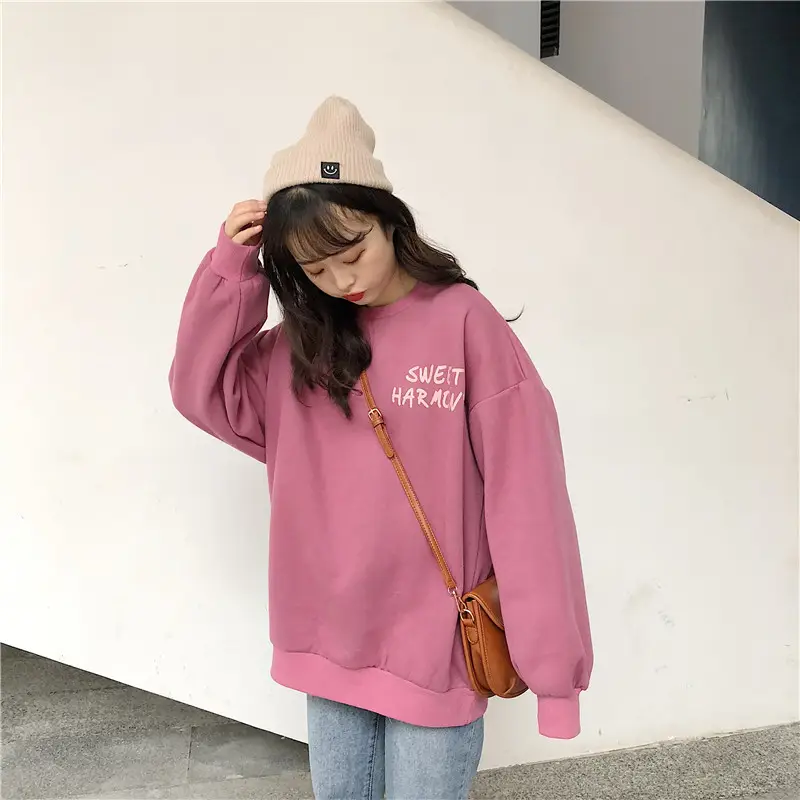 Women Pink Fleece Round Neck Sweatshirt 2025 - Image 2