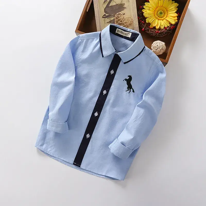 White Long-Sleeved Boys Shirt for School Uniforms - Image 29