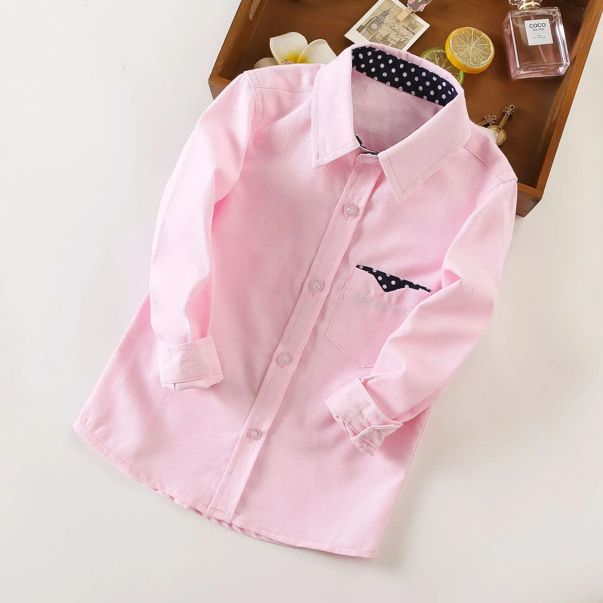 White Long-Sleeved Boys Shirt for School Uniforms - Image 2