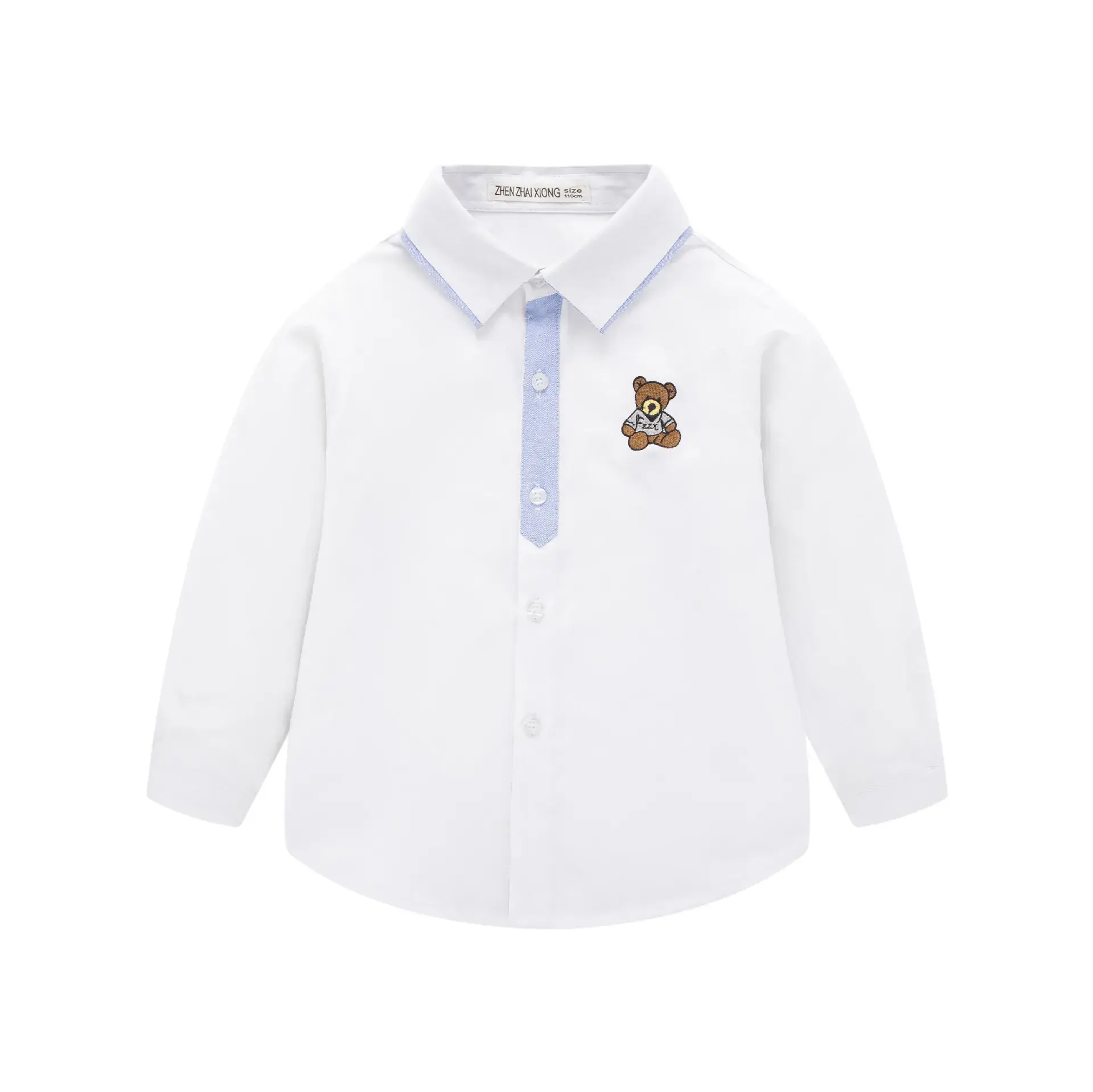 White Long-Sleeved Boys Shirt for School Uniforms - Image 23