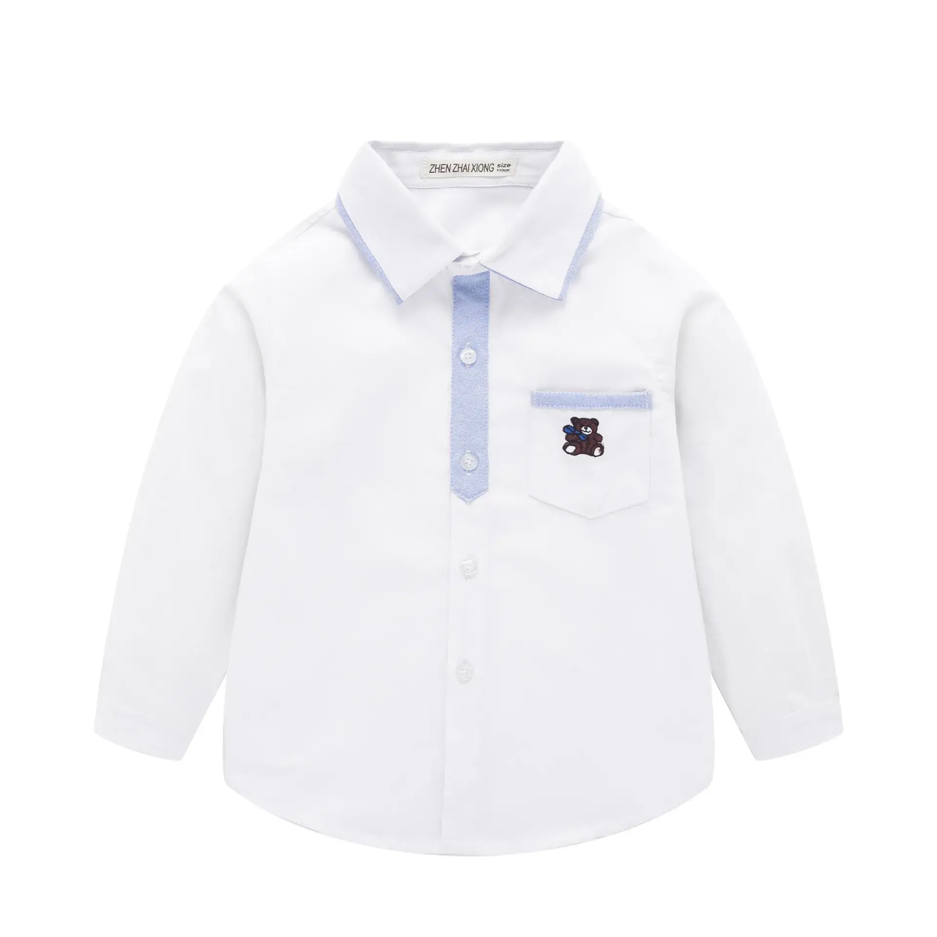 White Long-Sleeved Boys Shirt for School Uniforms - Image 25