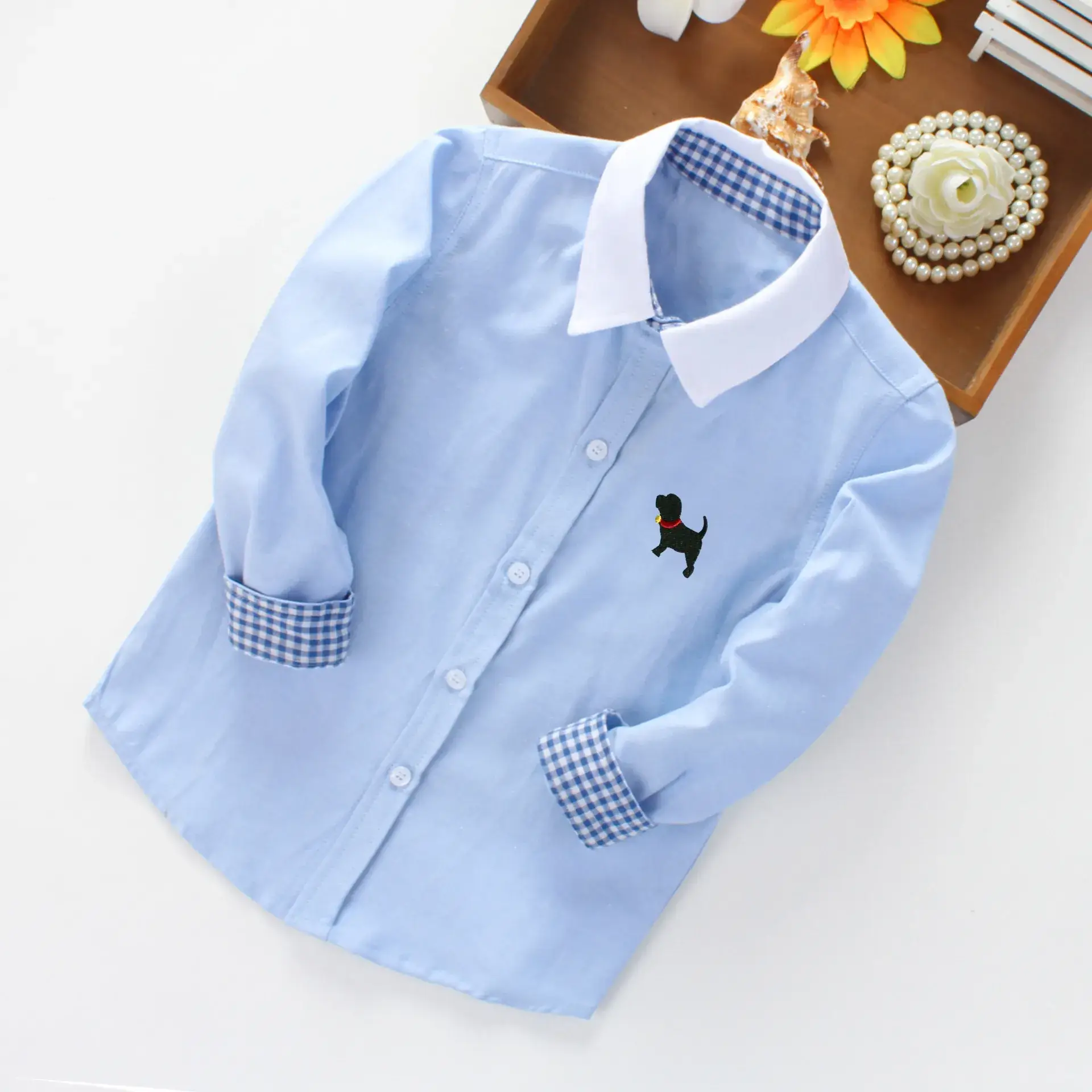 White Long-Sleeved Boys Shirt for School Uniforms - Image 4