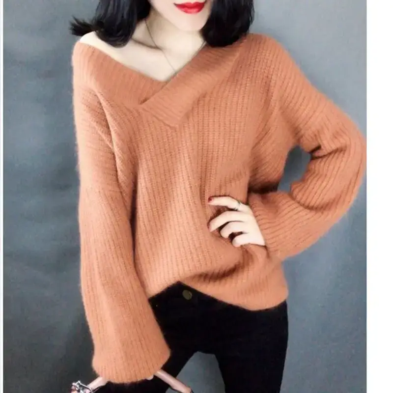 Women's Korean Style V-Neck Pullover Sweater - Image 7