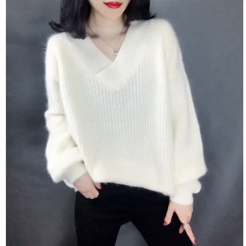 Women's Korean Style V-Neck Pullover Sweater - Image 8