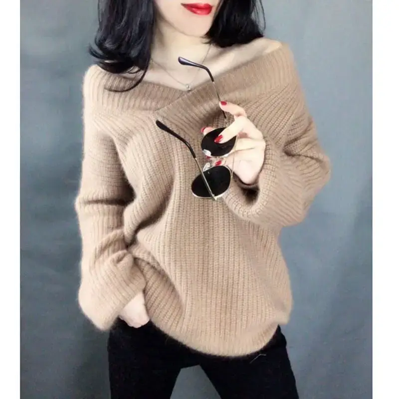 Women's Korean Style V-Neck Pullover Sweater - Image 9