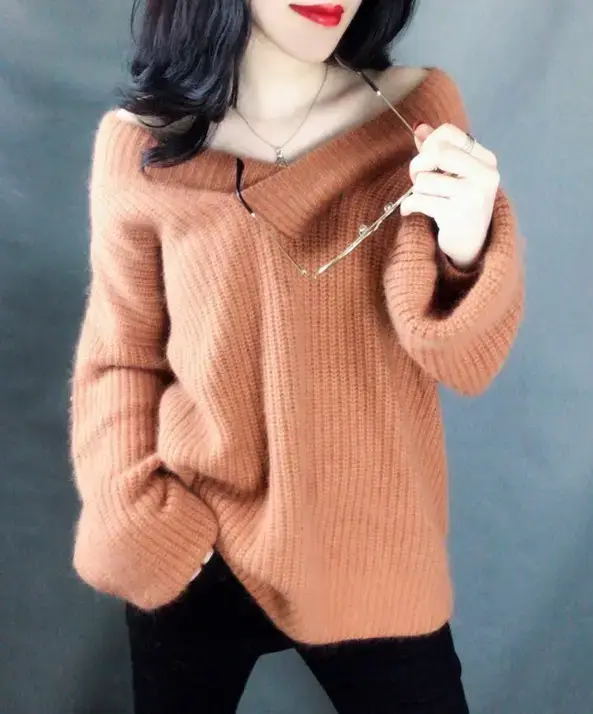 Women's Korean Style V-Neck Pullover Sweater — feature 10
