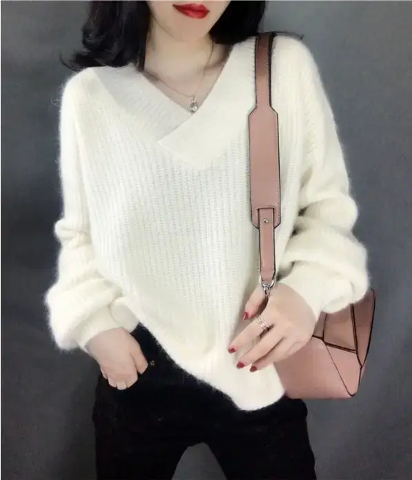 Women's Korean Style V-Neck Pullover Sweater — feature 13