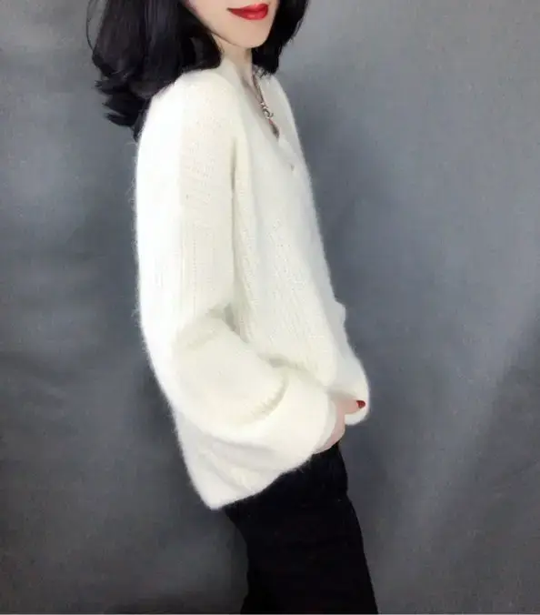 Women's Korean Style V-Neck Pullover Sweater — feature 14