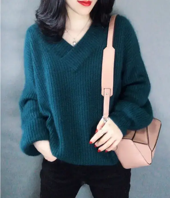 Women's Korean Style V-Neck Pullover Sweater — feature 5