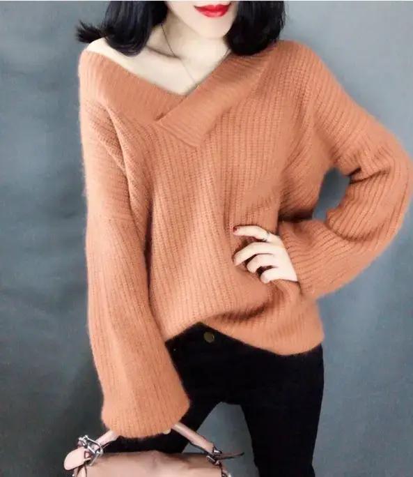 Women's Korean Style V-Neck Pullover Sweater — feature 8