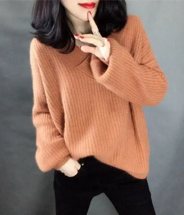 Women's Korean Style V-Neck Pullover Sweater — feature 9