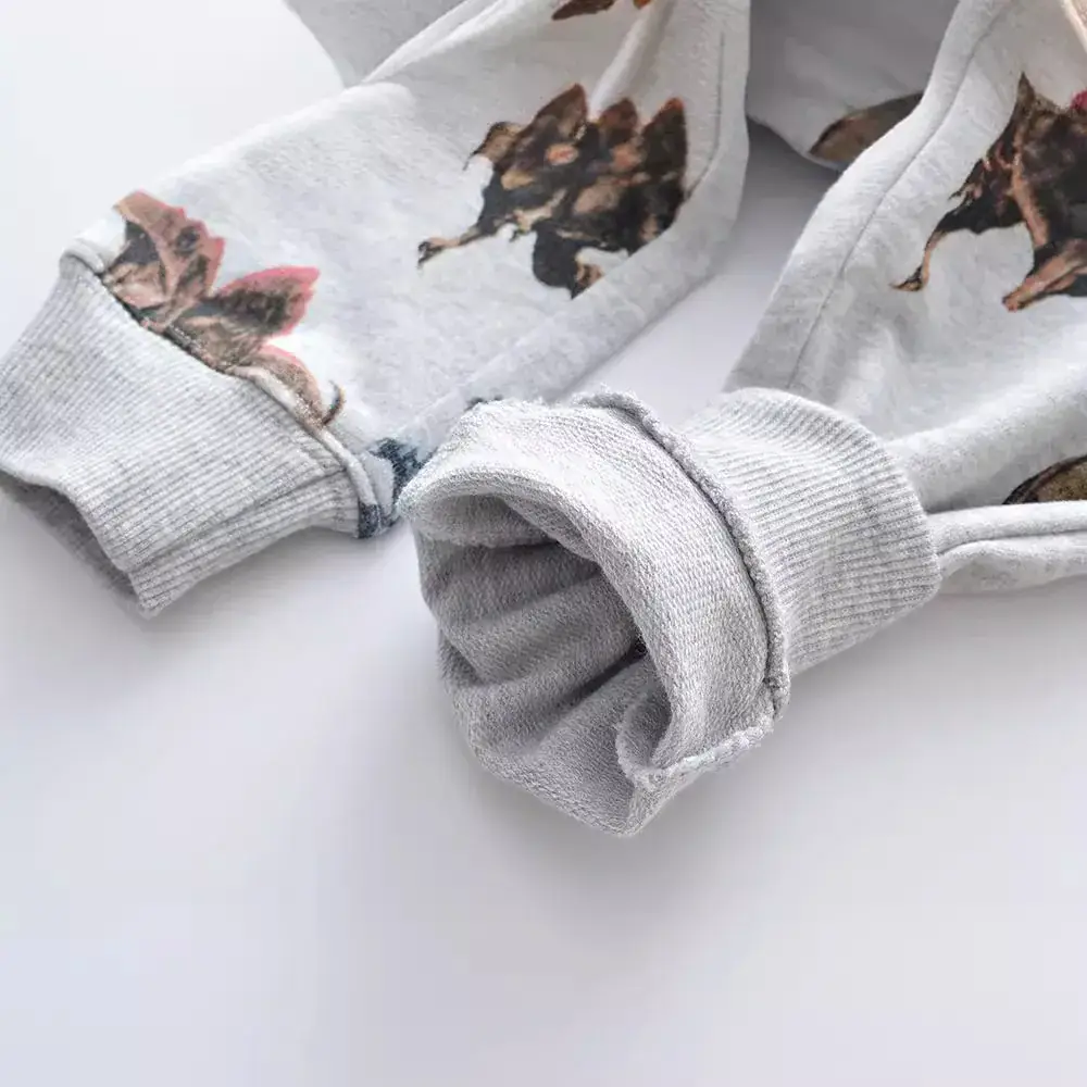 Boys Cartoon Print Trousers Grey Cotton Autumn Wear - Image 3