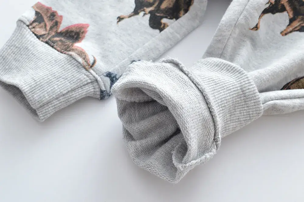 Boys Cartoon Print Trousers Grey Cotton Autumn Wear — feature 3