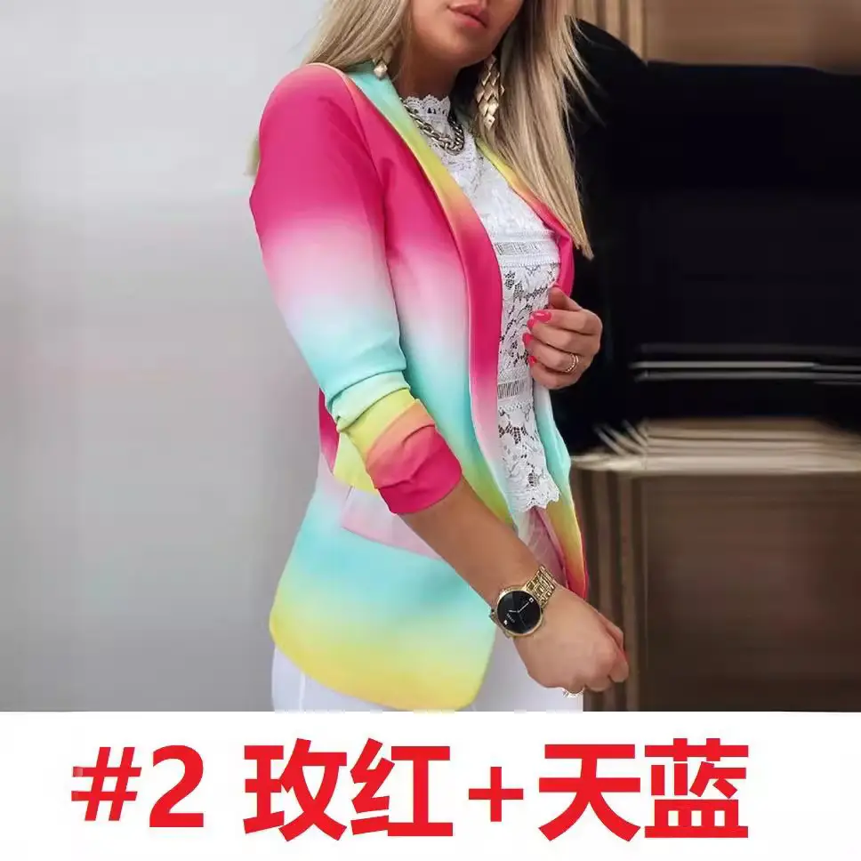 Women's Gradient Sleeve Jacket Pink Sky Blue Summer Wear - Image 41