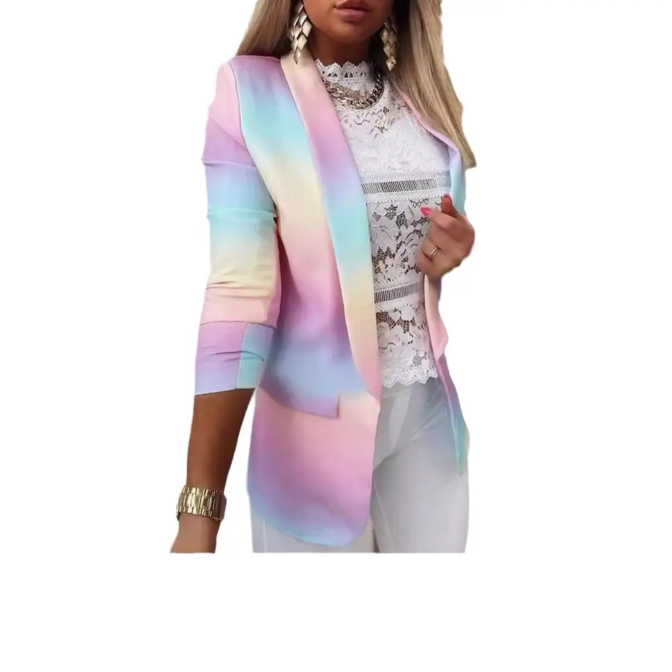 Women's Gradient Sleeve Jacket Pink Sky Blue Summer Wear - Image 42