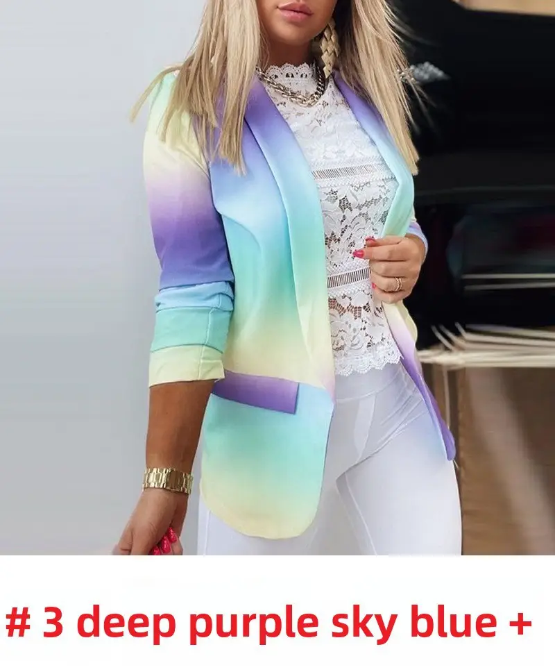 Women's Gradient Sleeve Jacket Pink Sky Blue Summer Wear - Image 20