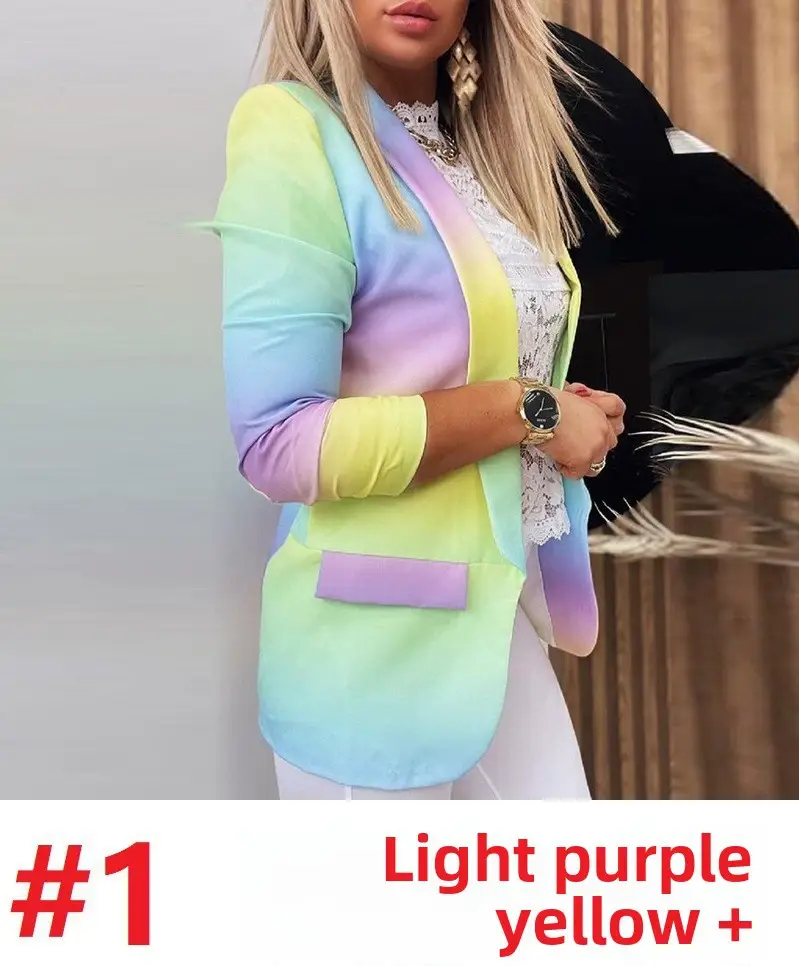 Women's Gradient Sleeve Jacket Pink Sky Blue Summer Wear - Image 3