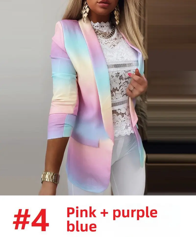 Women's Gradient Sleeve Jacket Pink Sky Blue Summer Wear - Image 31