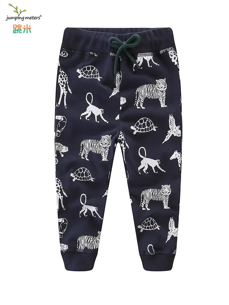 Boys Cartoon Print Cotton Trousers Set Grey White - Image 6