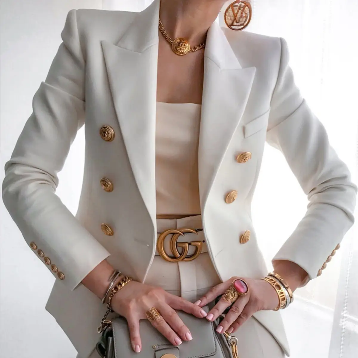 Women's 2025 Green Button Jacket Suit Casual Winter - Image 5