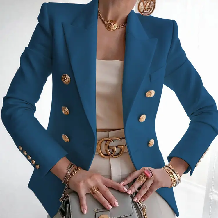 Women's 2025 Green Button Jacket Suit Casual Winter - Image 31