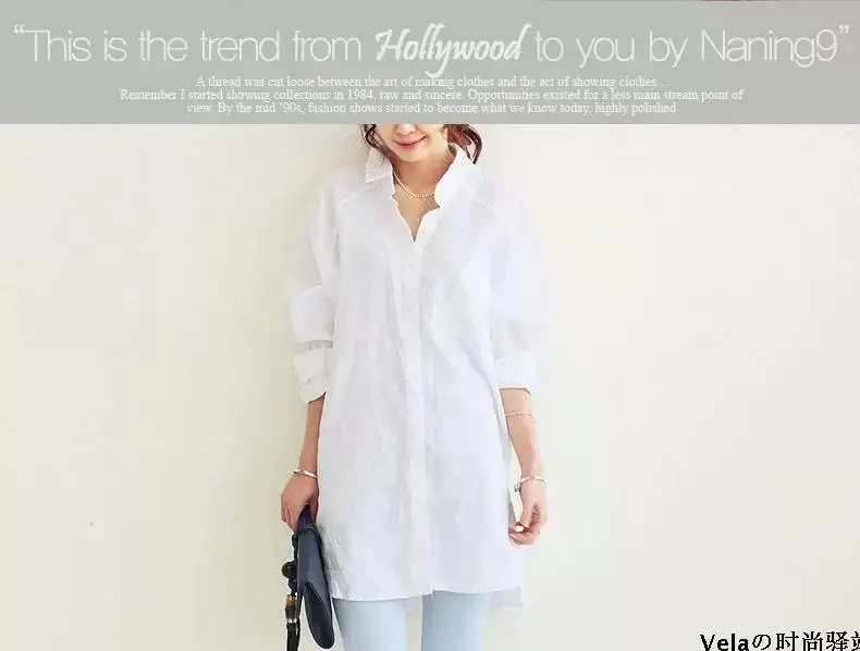 Women Linen Long Sleeve Shirt Light Blue Large — feature 14