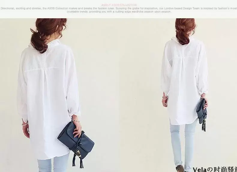 Women Linen Long Sleeve Shirt Light Blue Large — feature 17