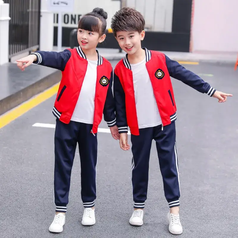 Red Black Kids Track Suit Set for Kids School Uniform