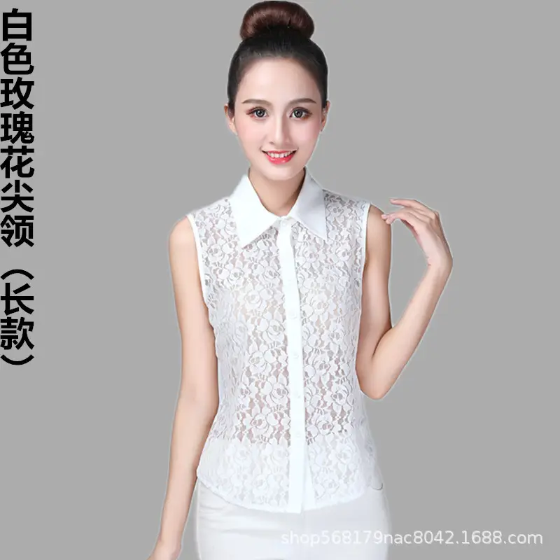White Lace Collar Shirt for Women Elegant Western Style - Image 3