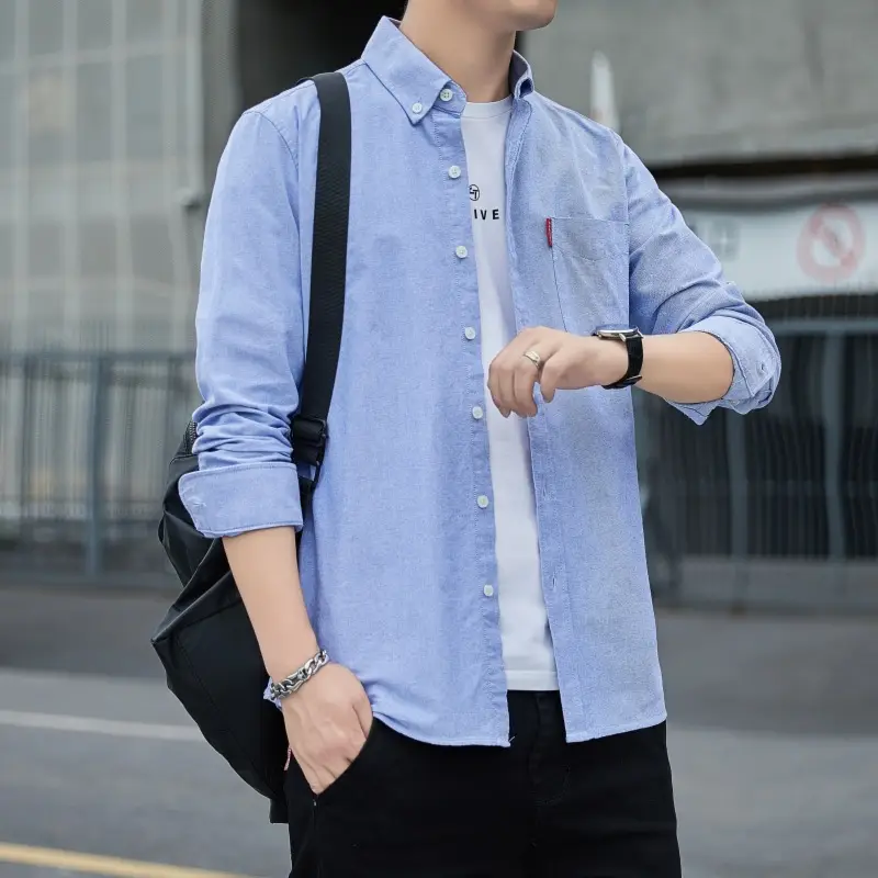 Men's White Slim Fit Oxford Shirt Long Sleeve