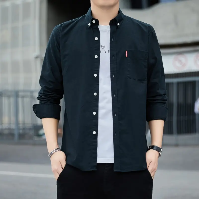 Men's White Slim Fit Oxford Shirt Long Sleeve