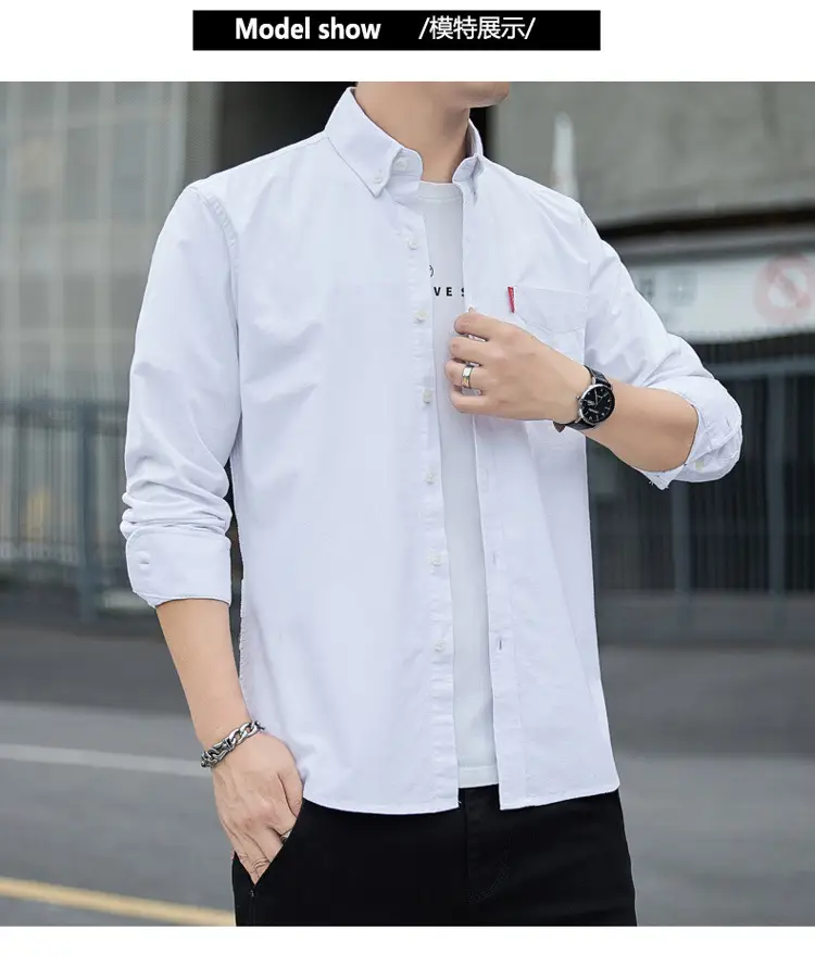 Men's White Slim Fit Oxford Shirt Long Sleeve — feature 10
