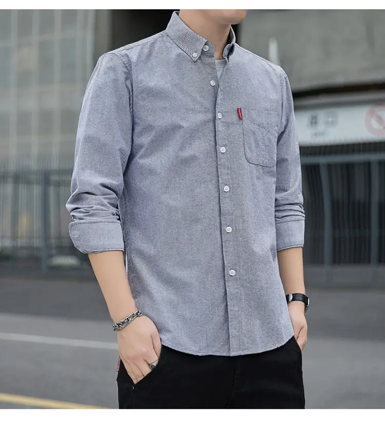 Men's White Slim Fit Oxford Shirt Long Sleeve — feature 12