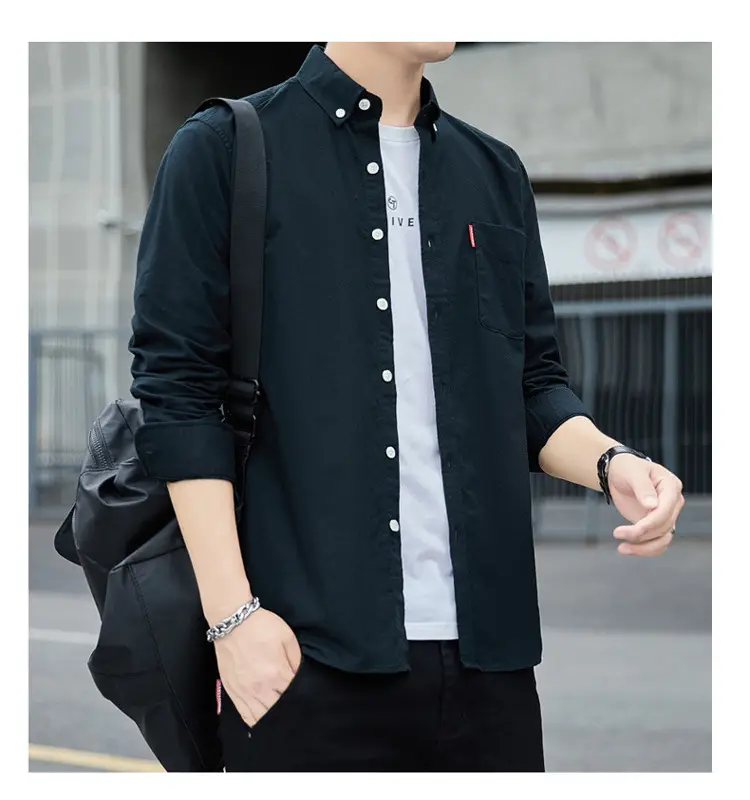 Men's White Slim Fit Oxford Shirt Long Sleeve — feature 17