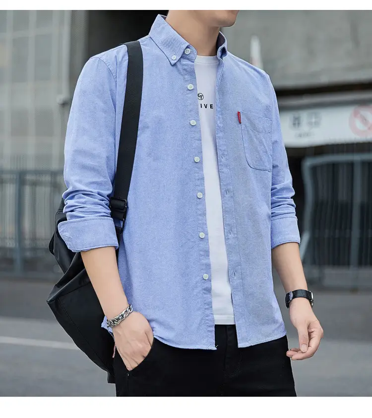 Men's White Slim Fit Oxford Shirt Long Sleeve — feature 18