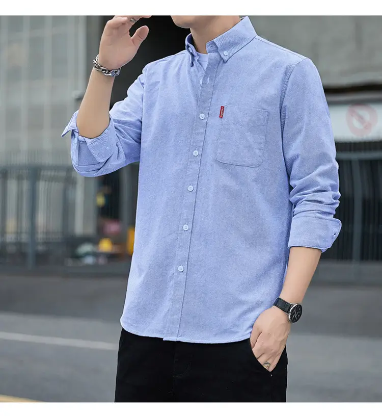 Men's White Slim Fit Oxford Shirt Long Sleeve — feature 19