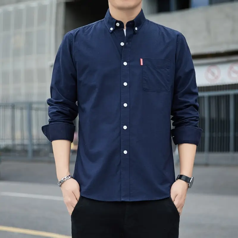 Men's White Slim Fit Oxford Shirt Long Sleeve
