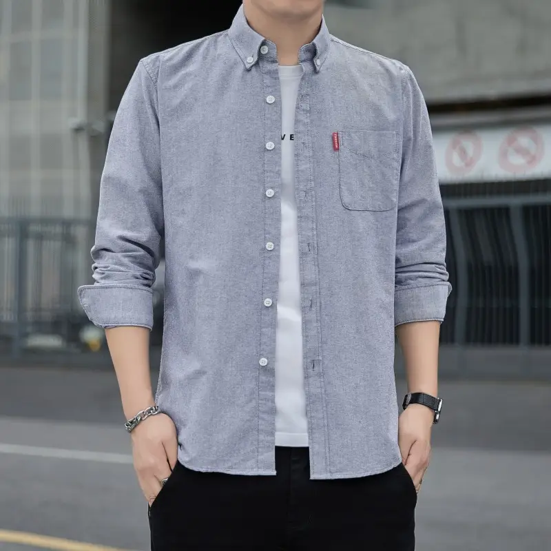 Men's White Slim Fit Oxford Shirt Long Sleeve