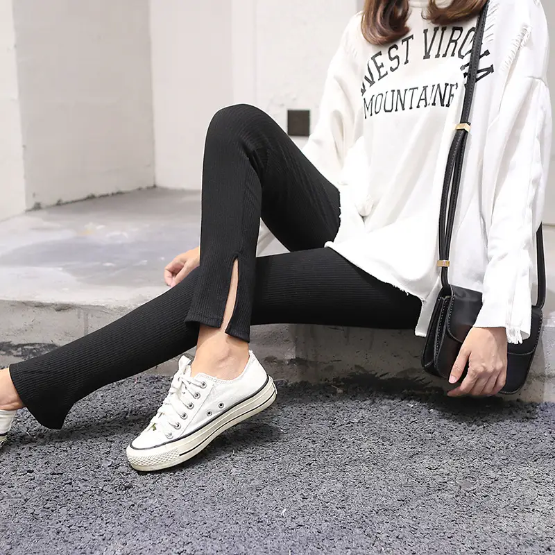 Japan Lotte Fleece Leggings White High Elastic 2020 - Image 13