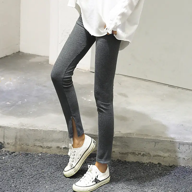Japan Lotte Fleece Leggings White High Elastic 2020 - Image 14