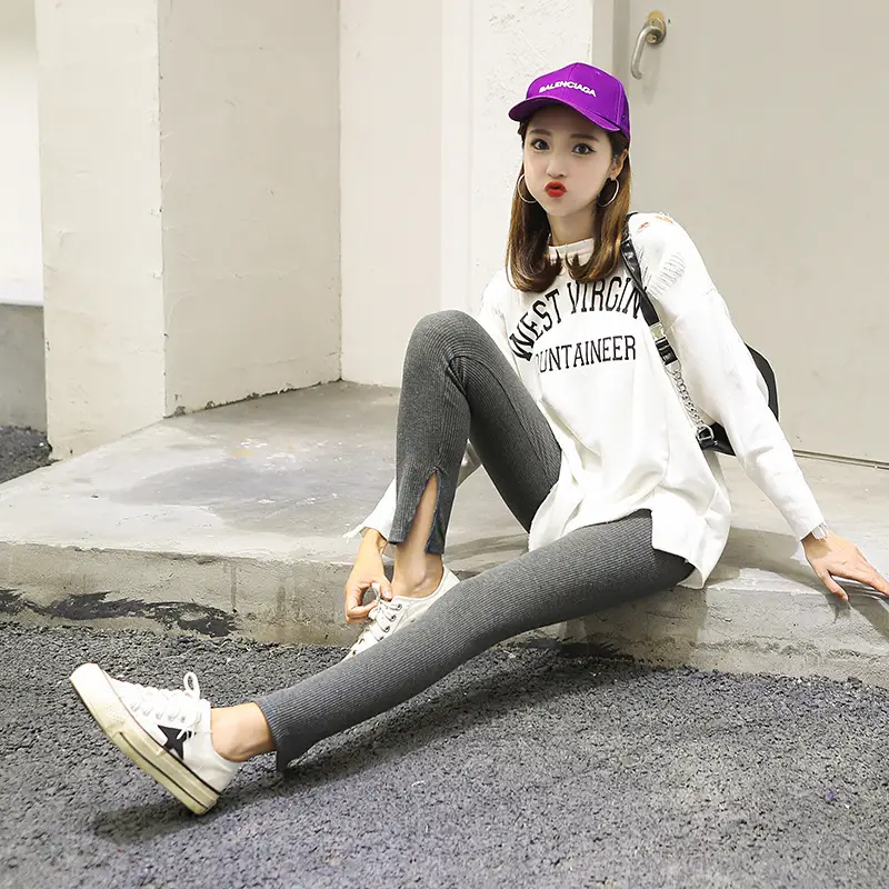 Japan Lotte Fleece Leggings White High Elastic 2020 - Image 15