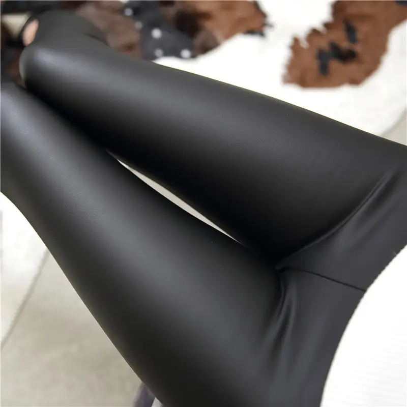 High Waist PU Leather Matte Pants Women Autumn Winter Fleece Lined Cropped - Image 13
