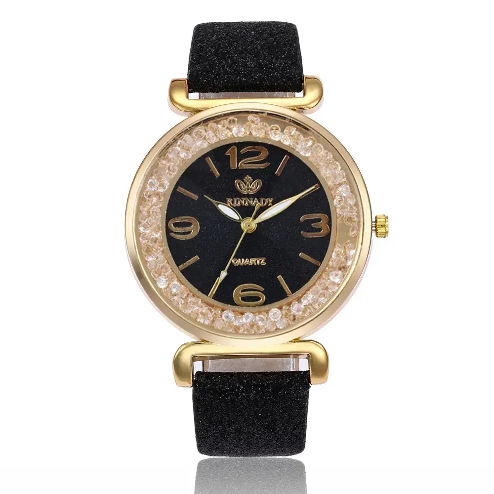 Gold Plated Women's Digital Watch with Diamond Belt - Image 10