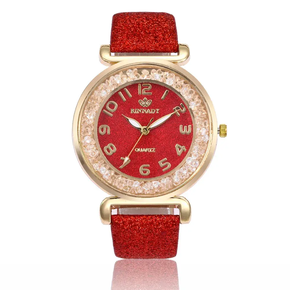 Gold Plated Women's Digital Watch with Diamond Belt - Image 2