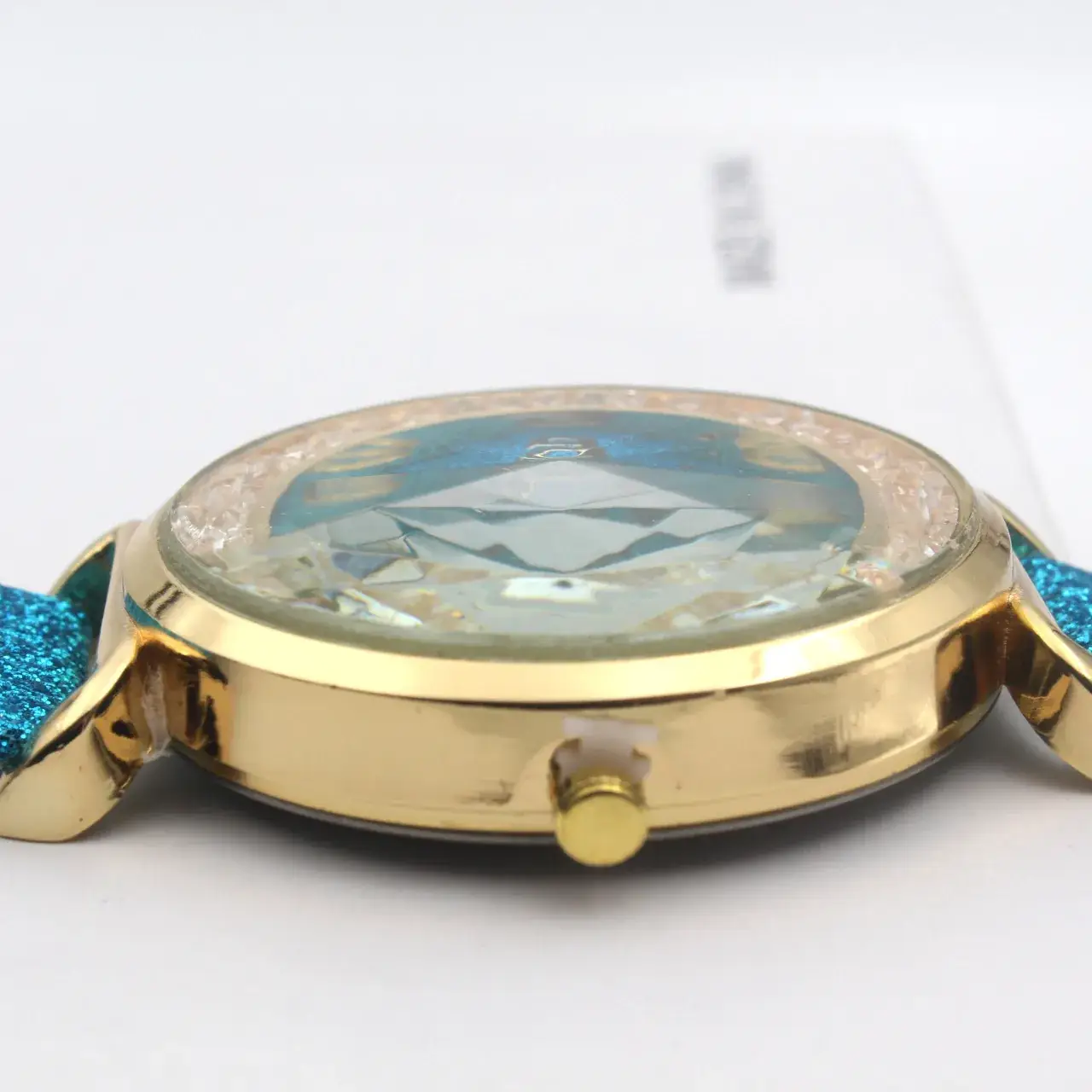 Gold Plated Women's Digital Watch with Diamond Belt - Image 13