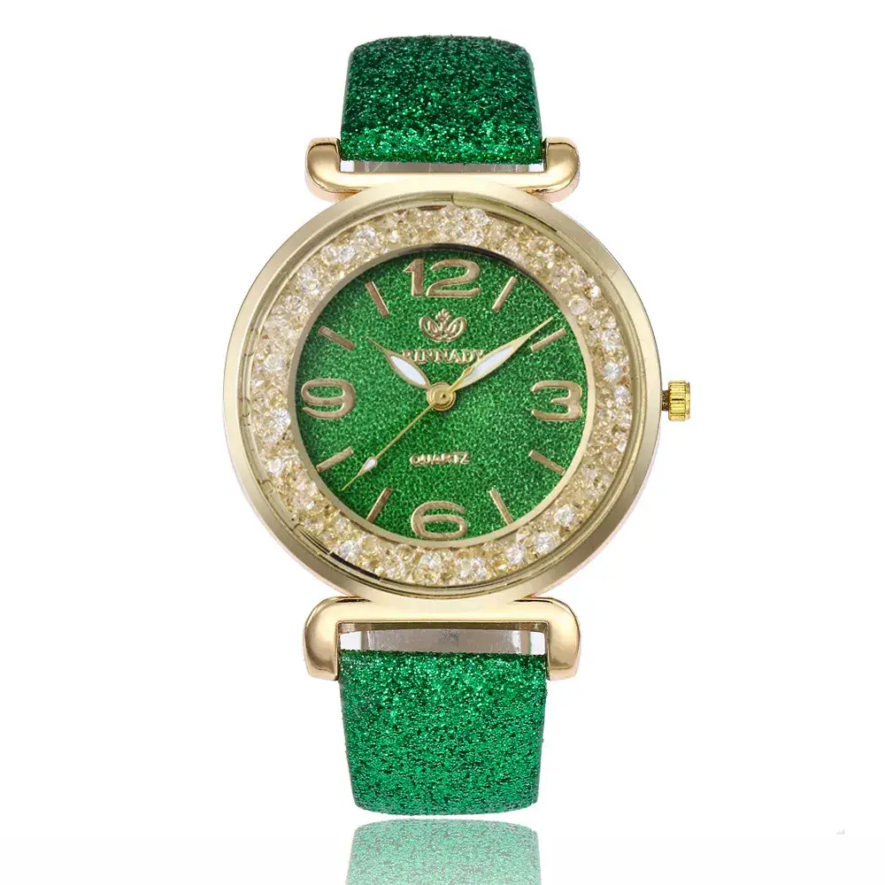 Gold Plated Women's Digital Watch with Diamond Belt - Image 3