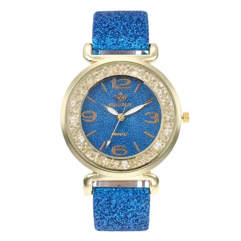 Gold Plated Women's Digital Watch with Diamond Belt - Image 4