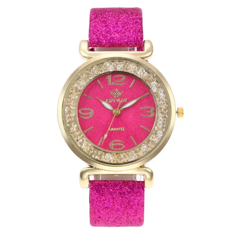 Gold Plated Women's Digital Watch with Diamond Belt - Image 7